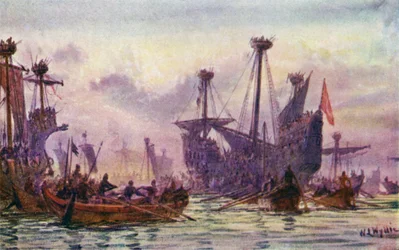 Richard I. im Kampf mit dem Sarazenen-Schiff